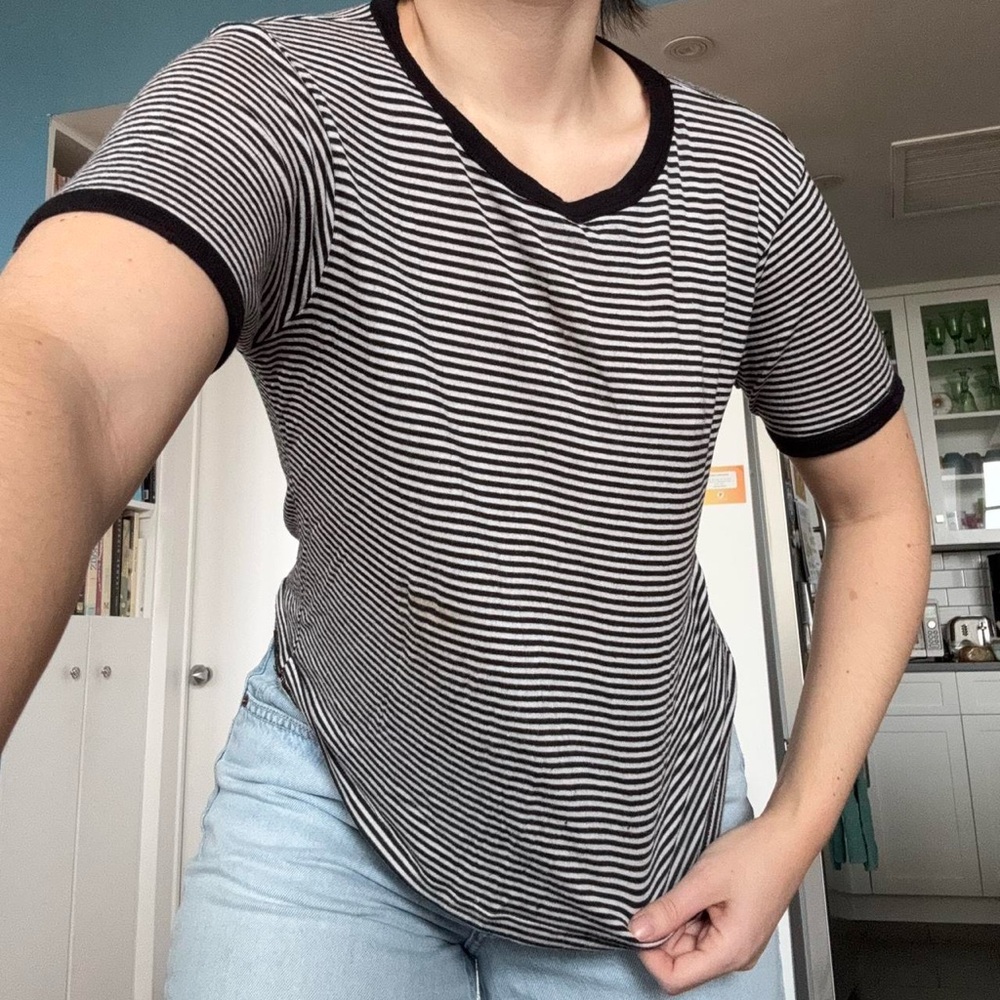 Brandy melville Black and White Striped Women's Tee
